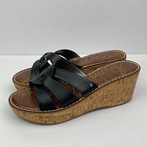 Sam Edelman | Raynere Black Cork Wedge Sandals 8.5